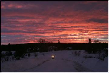 Keweenaw Snowmobile Sunset