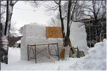 Snow sculpture taking shape