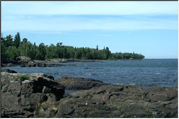 Along the rocky shore