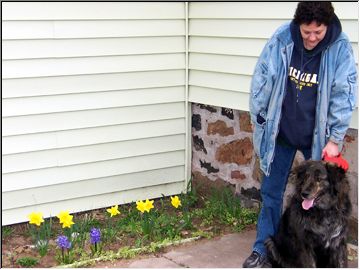 Buddy, Edie, flowers