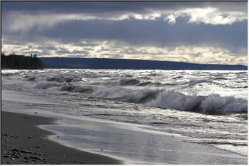 Wind whipped waves