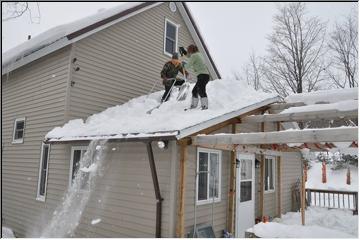 Shoveling the roof